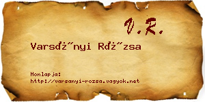 Varsányi Rózsa névjegykártya